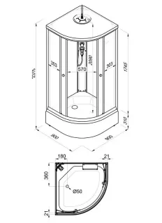 Душевая кабина Triton Грэй Щ0000067303 90x90 см профиль чёрный стекло тонированное